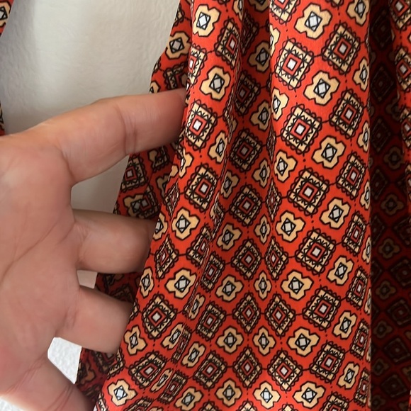 BANANA REPUBLIC Long Sleeve Belted Mini Dress Printed Rust Orange 14P - Picture 4 of 16